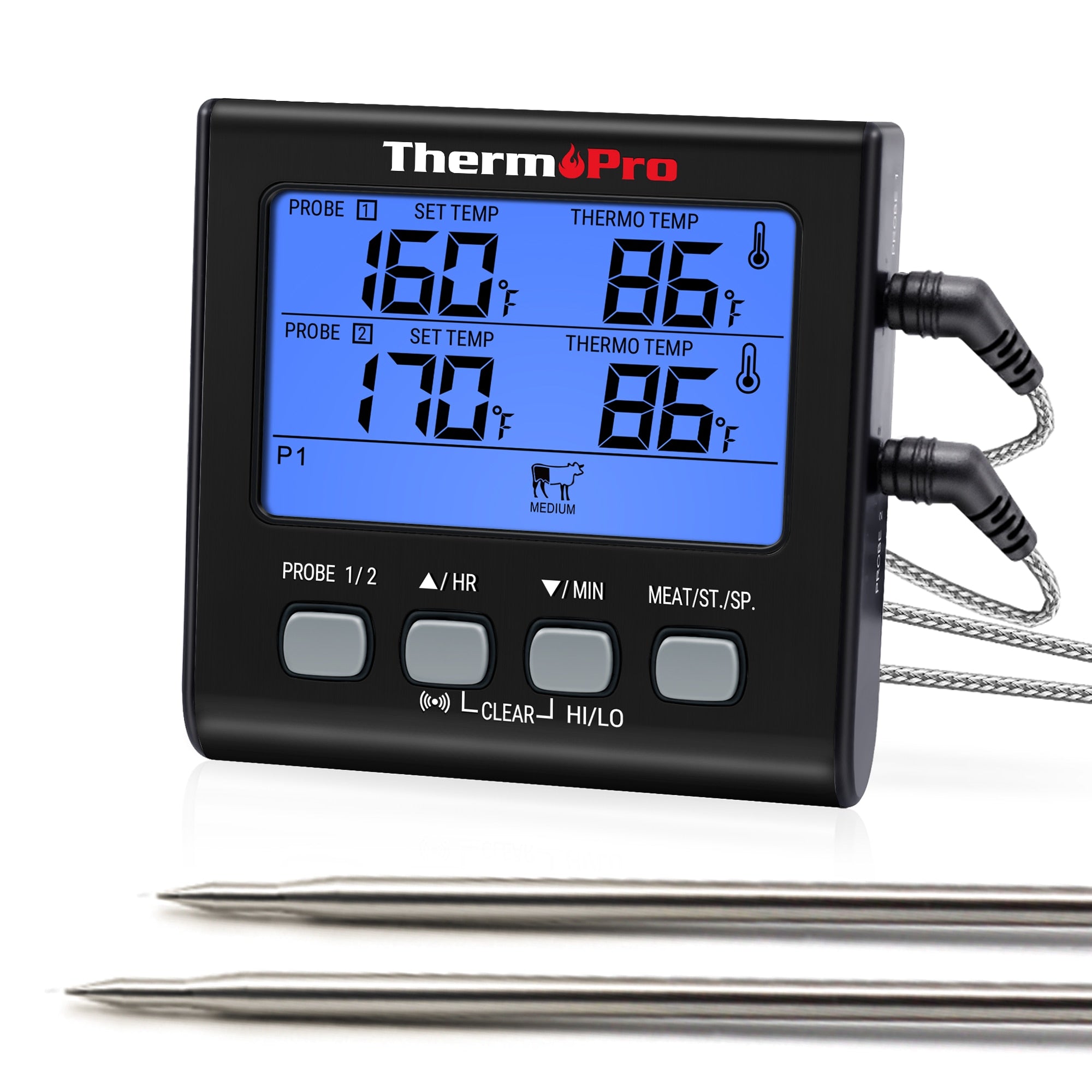 ThermoPro TP829 300M Wireless Digital Kitchen Thermometer 4 Meat Probes  Cooking Oven Meat Thermometer With Timer Backlit