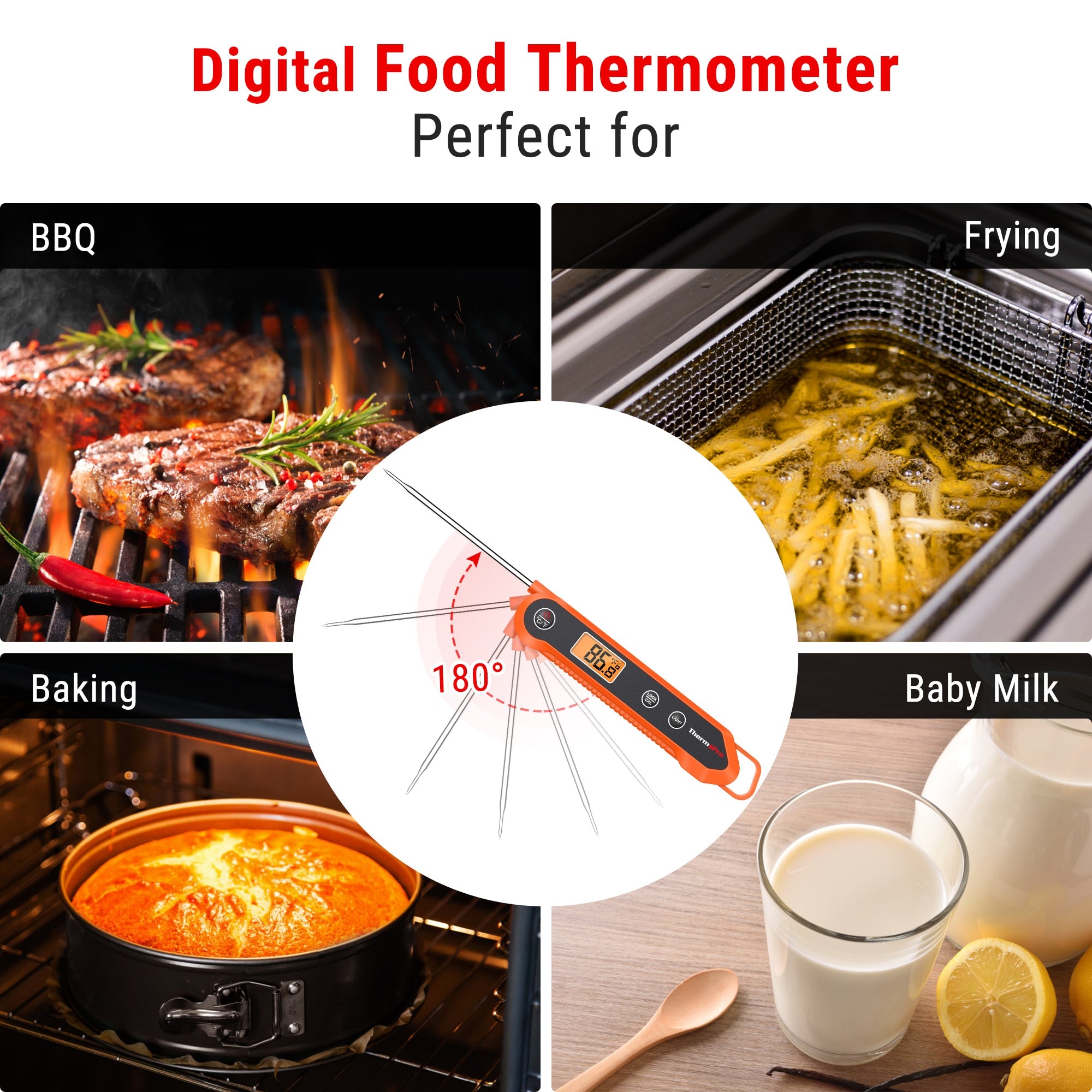 2PCS Internal Meat Thermometer Dual Probe Instant Read Meat