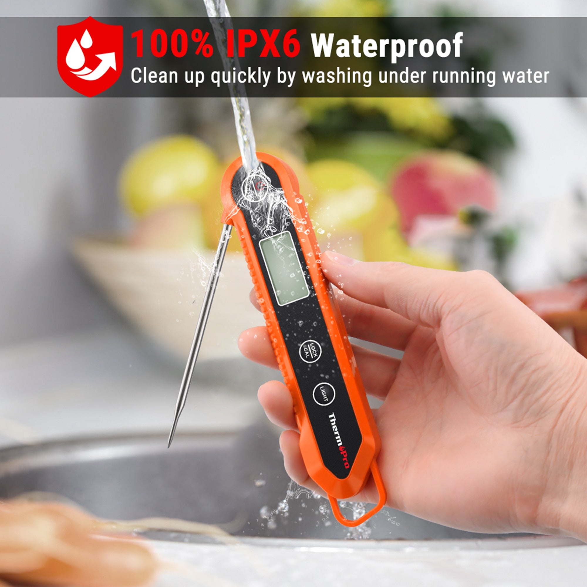1pc Digital Meat Thermometer Instant Read Waterproof Food Thermometer  Barbecue Thermometer With Backlight Magnet Calibration Thermometer For  Kitchen O